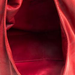 Pre Owned Valentino Red Leather Large Petale Rose Hobo 