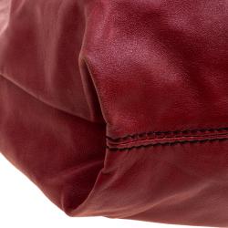 Pre Owned Valentino Red Leather Large Petale Rose Hobo 