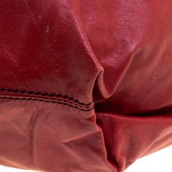 Pre Owned Valentino Red Leather Large Petale Rose Hobo 