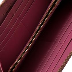 Pre Owned Valentino Pink Suede Shimmering Zip Around Continental Wallet 