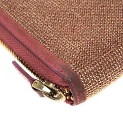 Pre Owned Valentino Pink Suede Shimmering Zip Around Continental Wallet 