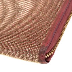 Pre Owned Valentino Pink Suede Shimmering Zip Around Continental Wallet 