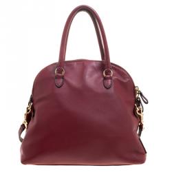 Pre Owned Valentino Red Leather Petale Rose Dome Satchel