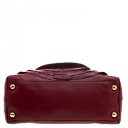 Pre Owned Valentino Red Leather Petale Rose Dome Satchel