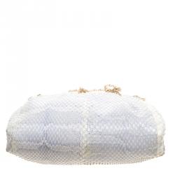 Valentino Grey Python Embellished Flower Lock Evening Bag
