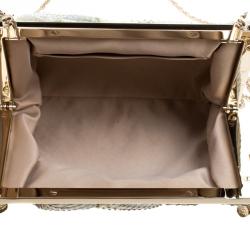 Valentino Grey Python Embellished Flower Lock Evening Bag