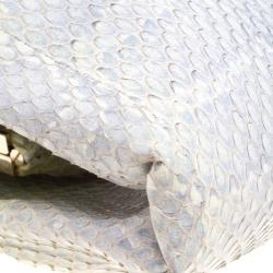 Valentino Grey Python Embellished Flower Lock Evening Bag