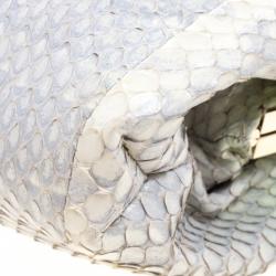 Valentino Grey Python Embellished Flower Lock Evening Bag