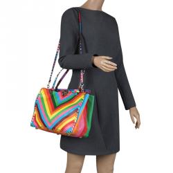 Pre Owned Valentino Multicolor Leather Medium Rockstud 1973 Tote