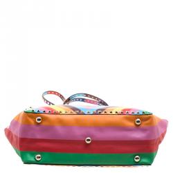 Pre Owned Valentino Multicolor Leather Medium Rockstud 1973 Tote