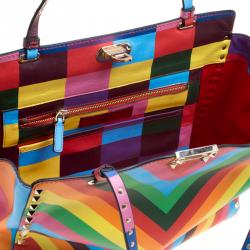 Pre Owned Valentino Multicolor Leather Medium Rockstud 1973 Tote