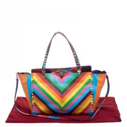 Pre Owned Valentino Multicolor Leather Medium Rockstud 1973 Tote