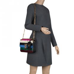 Pre Owned Valentino Multicolor Striped Leather B Rockstud Shoulder Bag