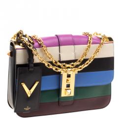 Pre Owned Valentino Multicolor Striped Leather B Rockstud Shoulder Bag