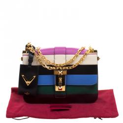 Pre Owned Valentino Multicolor Striped Leather B Rockstud Shoulder Bag