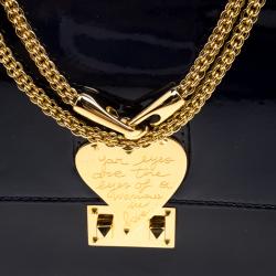 Pre Owned Valentino Navy Blue Patent Leather L'amour Chain Shoulder Bag