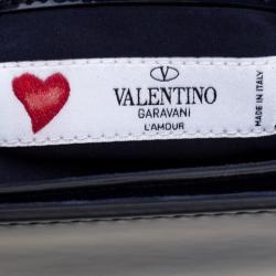 Pre Owned Valentino Navy Blue Patent Leather L'amour Chain Shoulder Bag