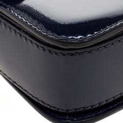 Pre Owned Valentino Navy Blue Patent Leather L'amour Chain Shoulder Bag