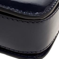 Pre Owned Valentino Navy Blue Patent Leather L'amour Chain Shoulder Bag