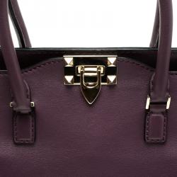 Pre Owned Valentino Purple Leather Medium Rockstud Tote