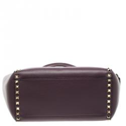 Pre Owned Valentino Purple Leather Medium Rockstud Tote