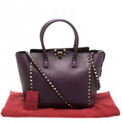 Pre Owned Valentino Purple Leather Medium Rockstud Tote