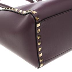 Pre Owned Valentino Purple Leather Medium Rockstud Tote