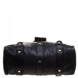 Pre Owned Valentino Black Leather and Crystal Catch Satchel