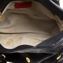 Pre Owned Valentino Black Leather and Crystal Catch Satchel