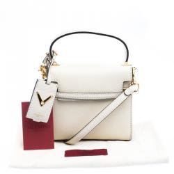 Pre Owned Valentino Off White Leather Mini My Rockstud Shoulder Bag