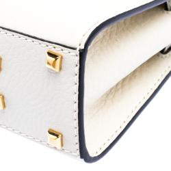 Pre Owned Valentino Off White Leather Mini My Rockstud Shoulder Bag