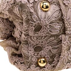 Pre Owned Valentino Pink/Beige Lace and Leather Hobo