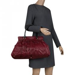 Pre Owned Valentino Burgundy Leather Bow Satchel