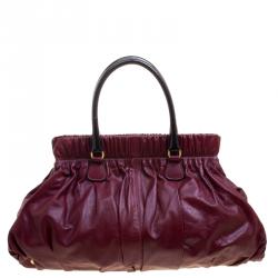 Pre Owned Valentino Burgundy Leather Bow Satchel