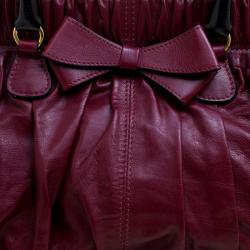 Pre Owned Valentino Burgundy Leather Bow Satchel