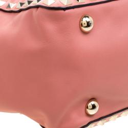 Pre Owned Valentino Vivid Tangerine Leather Small Rockstud Tote