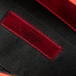 Pre Owned Valentino Red Satin Crystal Embellished Bow Clutch