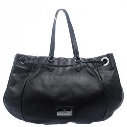 Pre Owned Valentino Black Leather Sequin Hobo