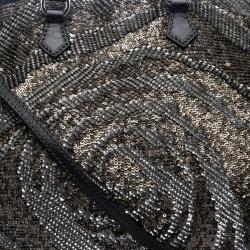 Pre Owned Valentino Black Leather Sequin Hobo