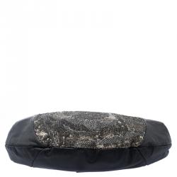 Pre Owned Valentino Black Leather Sequin Hobo