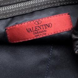 Pre Owned Valentino Black Leather Sequin Hobo