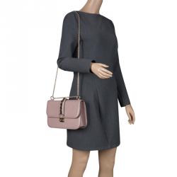 Pre Owned Valentino Beige Leather Medium Rockstud Glam Lock Flap Bag