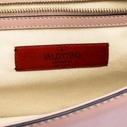 Pre Owned Valentino Beige Leather Medium Rockstud Glam Lock Flap Bag