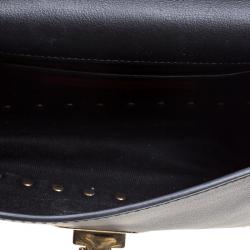 Pre Owned Valentino Black Leather Rockstud Flap Crossbody Bag
