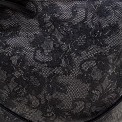 Pre Owned Valentino Black Lace Print Coated Canvas Tote