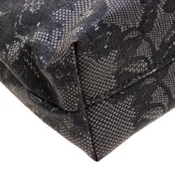 Pre Owned Valentino Black Lace Print Coated Canvas Tote