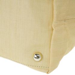 Pre Owned Valentino Beige Canvas Sequin Beaded Floral Applique Tote