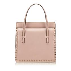 Pre Owned Valentino Poudre Leather Rockstud Frame Satchel Bag