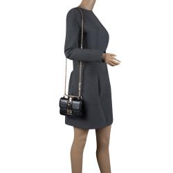 Pre Owned Valentino Black Leather Rockstud Mini Glam Lock Shoulder Bag