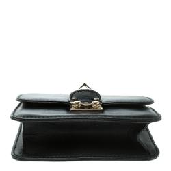 Pre Owned Valentino Black Leather Rockstud Mini Glam Lock Shoulder Bag